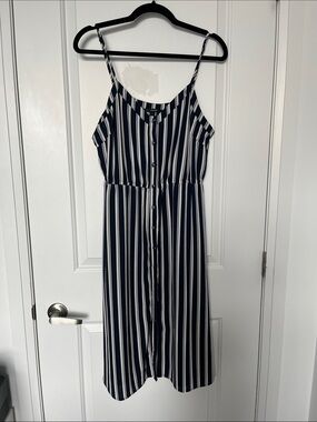 Vero Moda Navy Striped Midi Dress